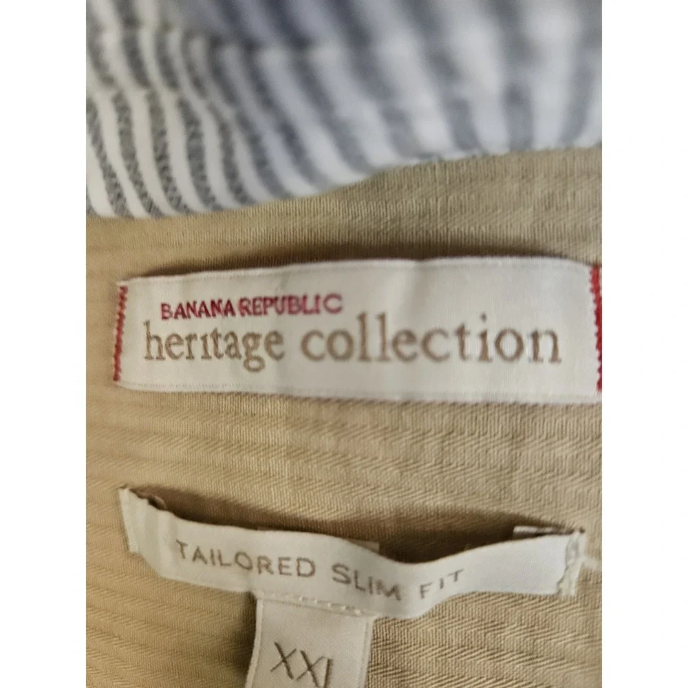 Banana Republic‎ Heritage Shirt Mens 2XL Tailored Slim Fit Long Color Block NEW
